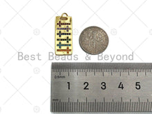 Load image into Gallery viewer, Colorful CZ Micro Pave Cross On Rectangle Shape Pendant, Cubic Zirconia Rectangle Pendant, Gold Tone Pendant, 10x24mm, sku#LK179