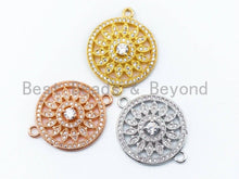 Load image into Gallery viewer, CZ Micro Pave Round Filigree flower Connector, 21x27mm,sku#A38