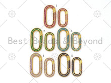 Load image into Gallery viewer, Colorful CZ Micro pave Push Clasp, Fully Pave Carabiner Lock, Colorful Oval Carabiner, 18x35/15x28mm, sku#ML47