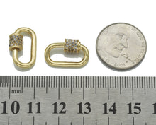 Load image into Gallery viewer, 18K Gold CZ Pave Oval Shape Screw Clasp, Carabiner clasp, Sku#H340