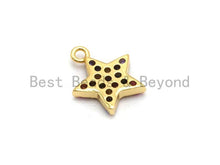 Load image into Gallery viewer, Multi-Color CZ Micro Pave Five Star Pendant, Star Shaped Pave Charm Pendant, Gold plated, 13x11mm, Sku#B109