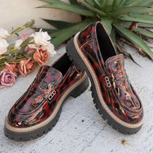 Load image into Gallery viewer, Women's Leopard Print Loafers - Chunky Heel Patent Leather Slip-On Shoes