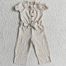Load image into Gallery viewer, Girl Khaki Plaid Jumpsuit