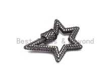 Load image into Gallery viewer, Fully Cz Micro pave Star Clasp, CZ Pave Clasp, Gold/Silver/Rose Gold/Gunmetal Carabiner Clasp, 33x24mm, sku#K75