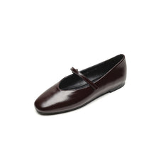 Load image into Gallery viewer, Mary Jane Flats | Cowhide Leather Buckle Shoes