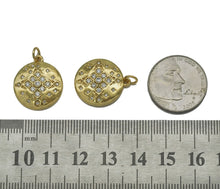 Load image into Gallery viewer, Gold CZ North Star On Round Coin Charm, Sku#LK685