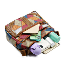 Load image into Gallery viewer, Women's Color-Block Patchwork Crossbody Bag | Multi-Layer PU Leather Shoulder Bag