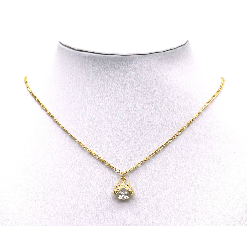 Gold Teardrop CZ Ladybug Charm, Sku#LD315