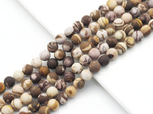 Load image into Gallery viewer, Matt Brown Zebra Jasper Round Smooth Beads, Sku#U1404