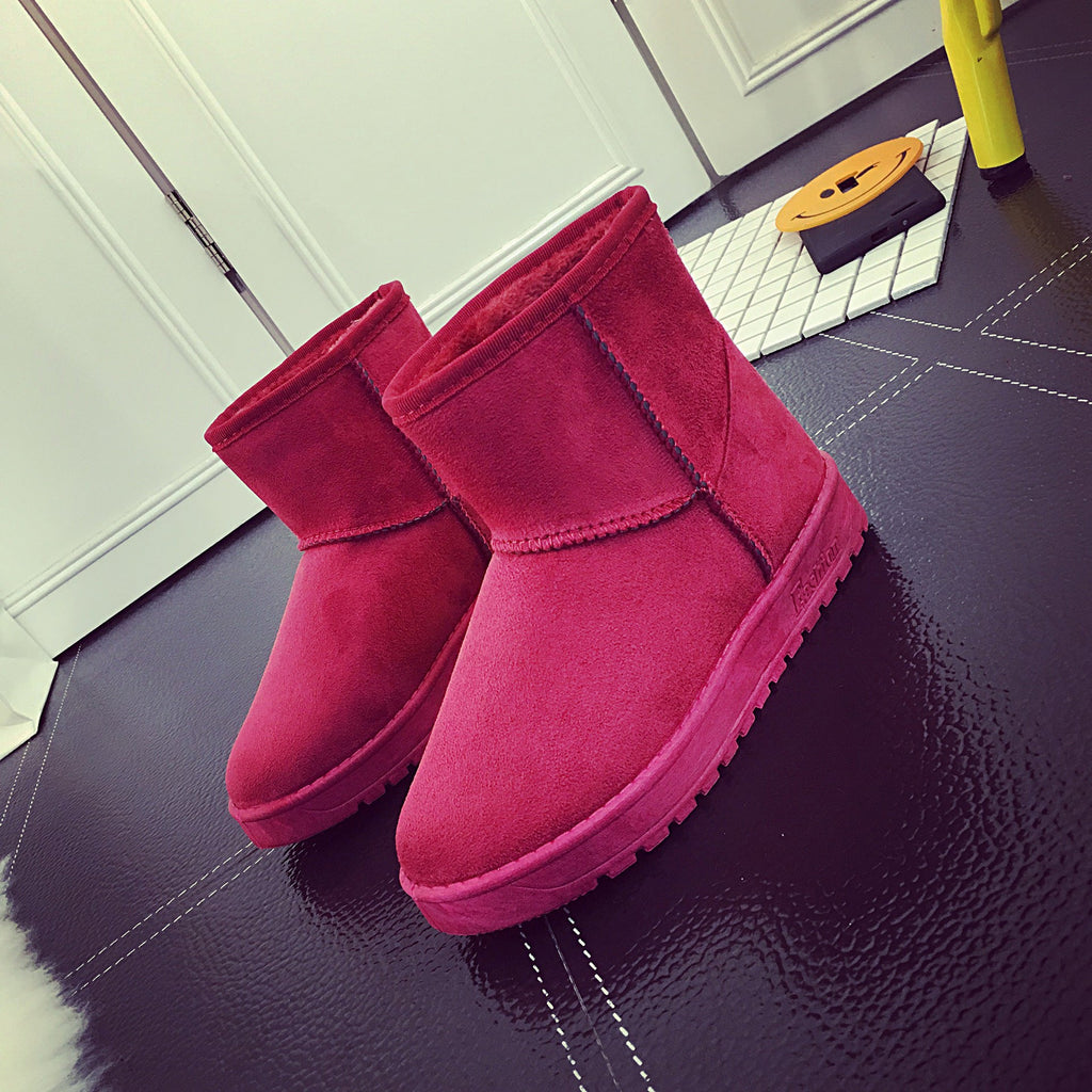 Women's Faux Fur Snow Boots | Suede Flat Heel Winter Ankle Boots
