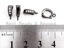 Load image into Gallery viewer, Black CZ Pave On Black Micro Pave Enhancer Bail with Latch-Back Closure, Pave Clasp, Pave Pendant Enhancer, 3x11mm,sku#H117
