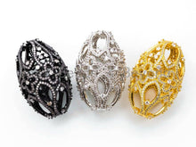 Load image into Gallery viewer, CZ Micro Pave Big Oval Pendant, Silver/Black/Gold Rhodium Plated. SKU#L223