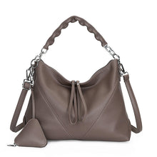 Load image into Gallery viewer, Women's Genuine Leather Chain Shoulder Crossbody Bag with Triangle Pouch