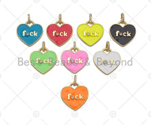 Load image into Gallery viewer, Enamel Colorful F*CK Word On Heart Shape Pendant,CZ Micro Pave Enamel Pendant,Enamel Jewelry,25mm,Sku#L470