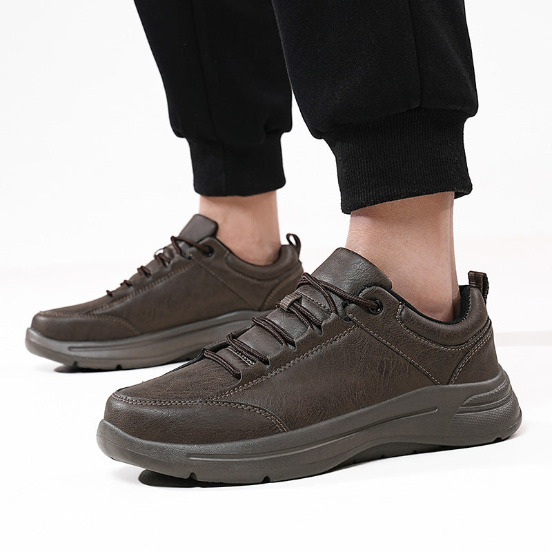 Men's British-Style Microfiber Leather Low-Top Sneakers | Round Toe Casual & Sports Shoes | EU 39–48