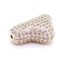 Load image into Gallery viewer, CZ Micro Pave Nugget Spacer Beads with Clear Crystal for Bracelet/Necklace, Cubic Zirconia Beads, 17x12x6mm, Bracelet Charms, sku#G64