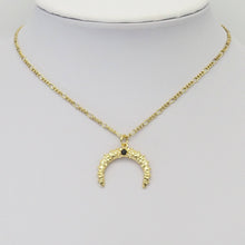 Load image into Gallery viewer, Black CZ Gold Cresent Moon Horn Charm, Sku#LX336