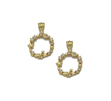 Load image into Gallery viewer, CZ Gold Star Shell Heart Circle Charm, Sku#LK767