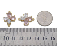 Load image into Gallery viewer, Clear Pink Drop Shape CZ Flower Connector Charm, Sku#LD332