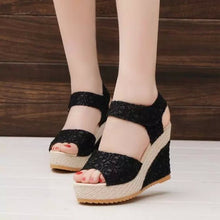 Load image into Gallery viewer, Women's Cutout Platform Sandals | Waterproof Open-Toe Cowhide Heels