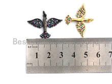 Load image into Gallery viewer, Colorful Cz Micro Pave Bird Pendant, CZ Pave Pendant, Gold/Rose Gold/Silver/Gunmetal plated, 29x21mm, Sku#F805