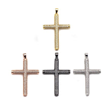 Load image into Gallery viewer, Large CZ Micro Pave Gold Cross Shape Pendant, Sku# LK142