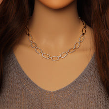 Load image into Gallery viewer, Clear CZ Gold Oval Link Chain Necklace,sku#LX233