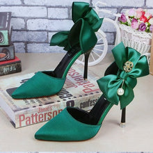 Load image into Gallery viewer, Women's Pointed Toe Bow Heels | Slip-On Stiletto Pumps
