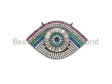Load image into Gallery viewer, Rainbow Clear CZ Micro Pave Geometric Evil Eye Face Pendant, Cubic Zirconia Pendant,25x40mm, sku#F709