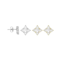 Load image into Gallery viewer, Clear CZ North Star Flower Stud Earrings, Sku#A411