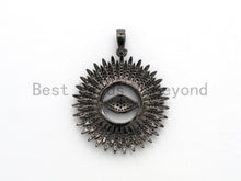 Load image into Gallery viewer, Large CZ Micro Pave Flower With Blue Evil Eye Pendant, Cubic Zirconia Paved Charm/Focal Pendant, Necklace Charm Pendant, 36x39mm,sku#F556
