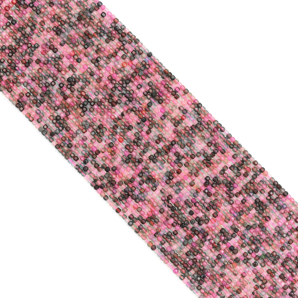 2.5mm Mixed Tourmaline Faceted Cube Beads, Sku#U1933