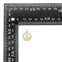 Load image into Gallery viewer, Gold Clear CZ Mother of Pearl Evil Eye Coin Shape Charm, Sku#LX462