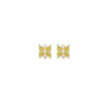 Load image into Gallery viewer, CZ White Pearl Gold Flower Tube Charm Spacer Beads, Sku#A422