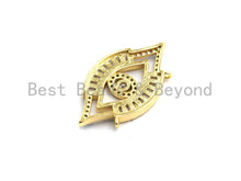 Load image into Gallery viewer, Colorful CZ Micro Pave Evil Eye Pendant with Baguette cz, Colorful CZ,Cubic Zirconia Pendant,17x30mm, 1pc/5pcs, sku#F743