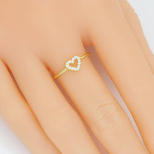 Load image into Gallery viewer, Dainty CZ Open Heart Adjustable Ring, Sku#LD583