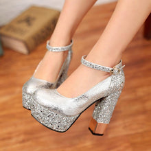 Load image into Gallery viewer, Women's Retro Patent Leather Buckle Platform Heels | Chunky Thick Heel Shoes