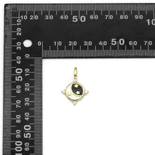 Load image into Gallery viewer, Black white Gold Star Coin Charm, Sku#LX285