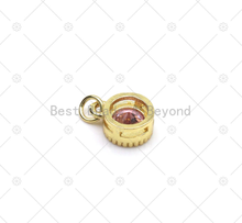 Load image into Gallery viewer, Colorful Big CZ Micro Pave Round Shape Pendant,18K Gold Filled Coin Charm, Necklace Bracelet Charm, Sku#LK527