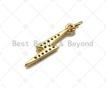Load image into Gallery viewer, CZ Micro Pave Lightning Shape Pendant/Charm,Cubic Zirconia Charm,Necklace Bracelet Charm Pendant,4x20mm,Sku#LD22