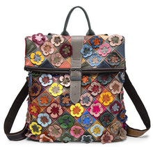 Load image into Gallery viewer, Colorful Plaid Floral Patchwork Genuine Leather Crossbody Bag for Women