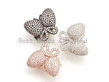 Load image into Gallery viewer, CZ Clear Micro Pave Butterfly Clasp, Cubic Zirconia Clasp/Fastener/ Shortener, Jewelry Buckle, Magnetic Jewelry Findings, 27x22mm,sku#H28