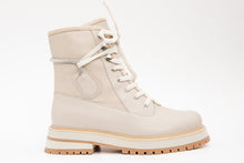 Load image into Gallery viewer, The Arata Cream Leather Lace-Up Ankle Women Boot With a Side Zipper