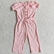 Load image into Gallery viewer, Girl Pink Plaid Jumpsuit