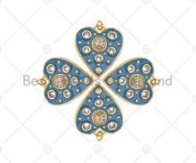 Load image into Gallery viewer, Blue Enamel Heart with Big Clear CZ Pendant,CZ Micro Pave Enamel Charm, Enamel Jewelry, 26x23mm, Sku#LK319