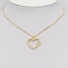 Load image into Gallery viewer, Pearl Flower Heart  Pendant Charm, Sku#LK885