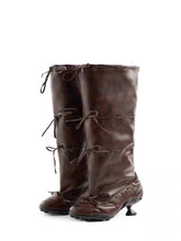 Load image into Gallery viewer, Women's Retro Thigh-High Ballet Boots with Bow Tie Straps - Square Toe Low Heel Fashion Boots