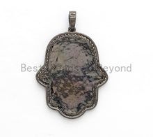 Load image into Gallery viewer, NEW Enamel Colorful Hamsa Hand Pendant,CZ Micro Pave Oil Drop Hamsa pendant,Enamel pendant,Enamel Jewelry,33x43mm,sku#F567