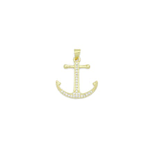 Load image into Gallery viewer, Clear CZ Gold Boat Anchor Charm Pendant, Sku#LK1166