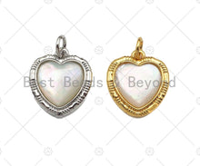 Load image into Gallery viewer, Dainty Mother of Pearl On Heart Shape Pendant/Charm, Bracelet Necklace Natural Mother of Pearl Charm, Heart Pendant Charm, 16x14mm,Sku#L447